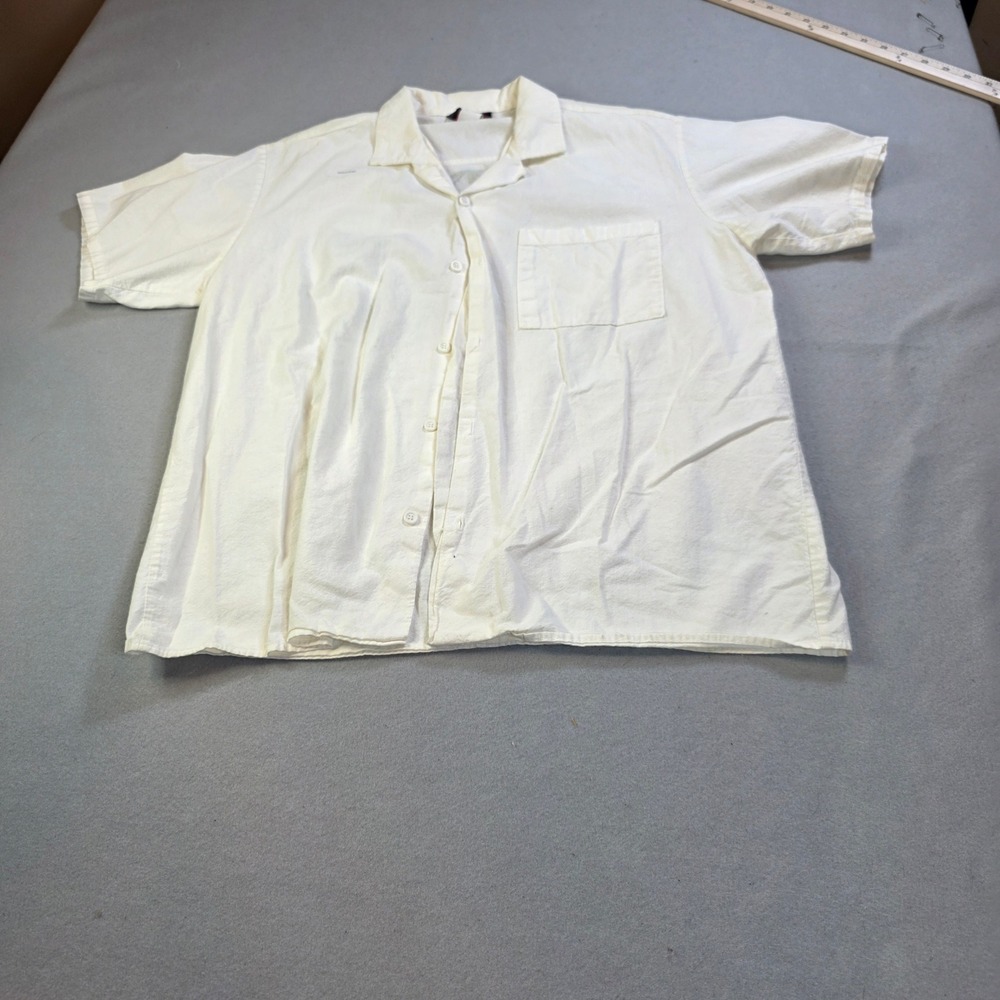 Sunbelt Sportswear Mens Large White Cotton Short Sleeve Button Down Shirt USA
